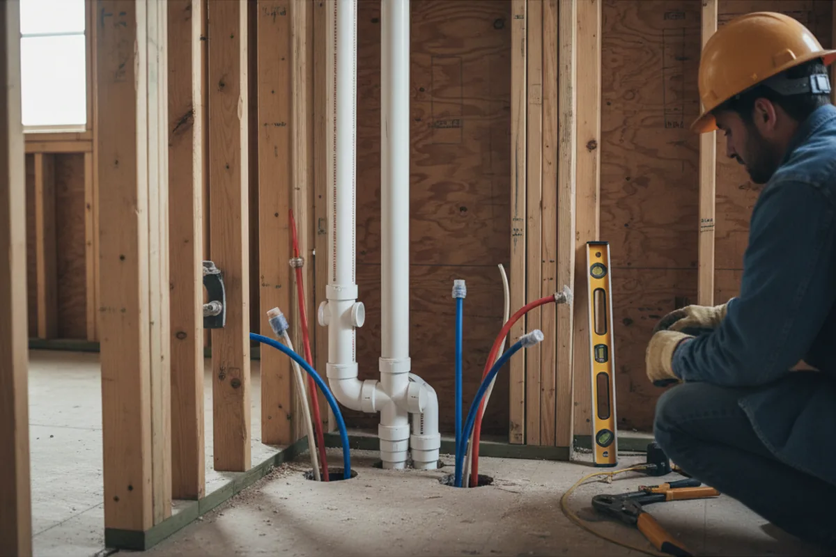 Drain and supply rough-in during Leak Detection in Maryland Heights